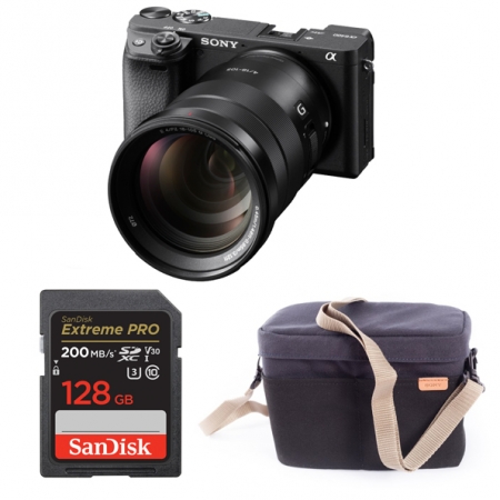 Sony a6400 + 18-105mm F4 + SD 128gb + Sony ORIGINAL TORBA